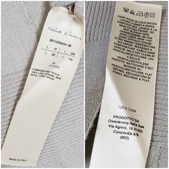 RICK OWENS Babel ss19 Virgin Wool Wrap Cardigan Rasato-Knit size L - Picture 5 of 16